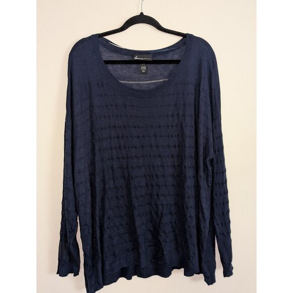 Lane Bryant Women's Sz 26/28 Solid & Sheer Striped Long Sleeve Layering Sweater - Picture 2 of 9